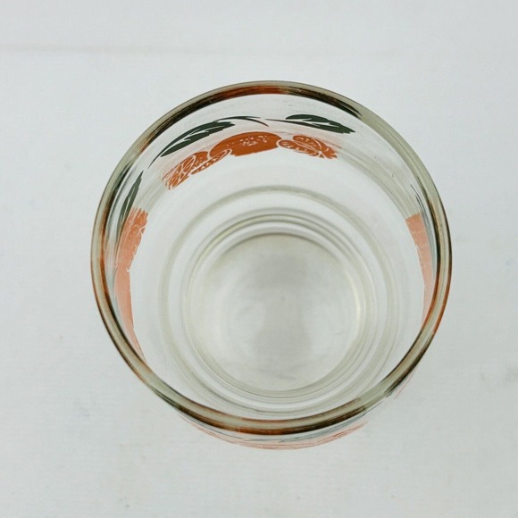 Vintage Anchor Hocking Oranges Footed Juice Glass Green Leaf‎ Border - Picture 2 of 5